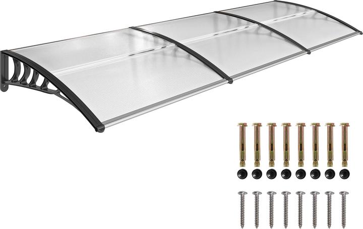 Outsunny Vordach Polycarbonat, Aluminium Weiss