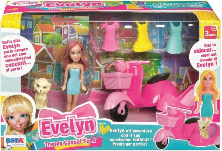 Actual product image Rs Toys Playset Mini Evelyn C. Scooter + 3 Dresses