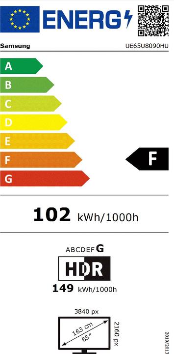 Label énergétique Samsung UE65U8090HUXXN (65", U8090H, LCD, 4K, 2026)