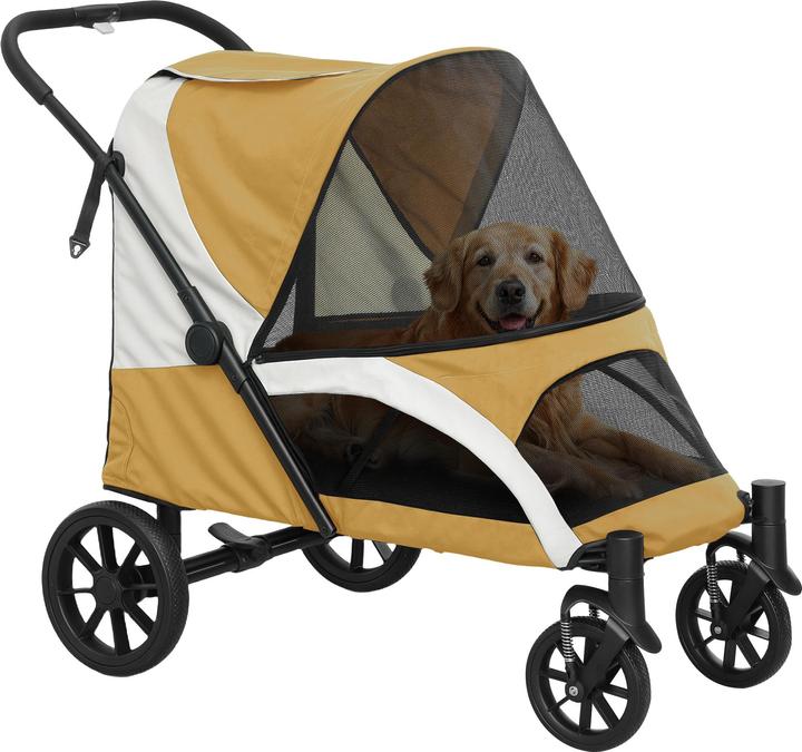 PawHut Hundewagen Polyester, Stahl Braun (Cat, Dog, Breathable, Foldable)