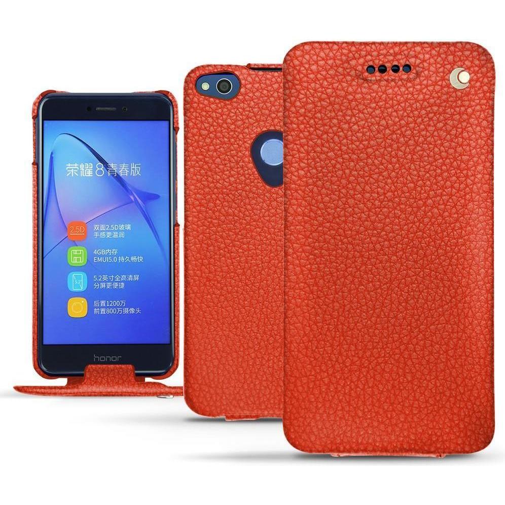 Noreve Lederschutzhülle vertikal (Huawei P8 Lite (2017)), Smartphone Hülle, Orange