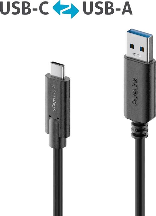 Produktbild Purelink USB A – USB C (2 m, USB 3.0, 5 W)