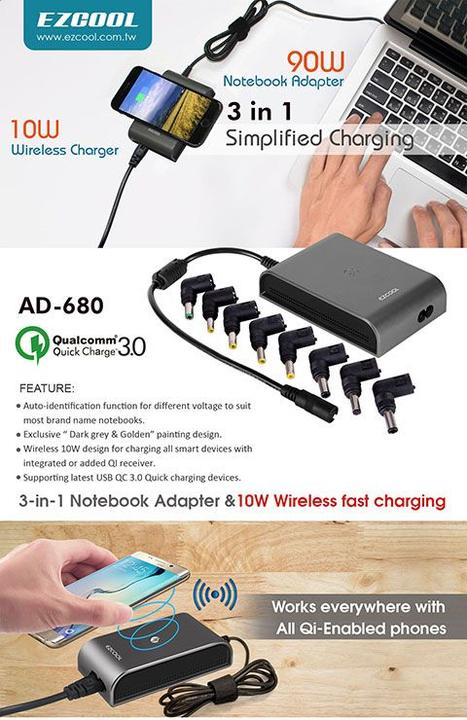 Image du produit Ezcool Adaptateur secteur universel pour ordinateur portable 90W (90 W)