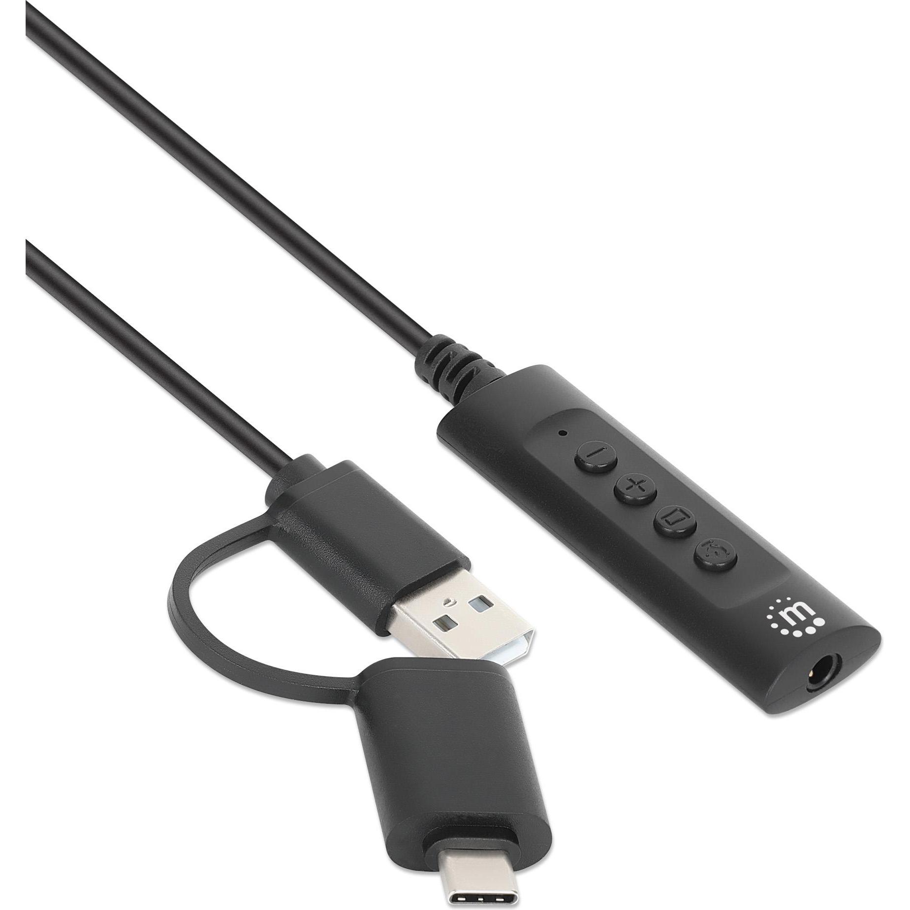 Manhattan 2-in-1 Audioadapterkabel (1 m, 3.5mm Klinke (AUX)), Audio Kabel