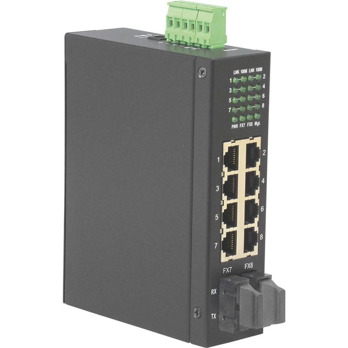 Roline Industrie Switch 6x RJ-45, 2x SC, unmanaged (8 Ports), Netzwerk Switch, Schwarz