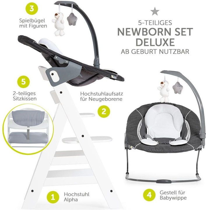 Produktbild Hauck Hochstühle Alpha Plus Weiss Newborn Set Deluxe - 4-tlg. Hochstuhl (Hochstuhl)