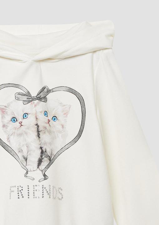 Produktbild s.Oliver Sweatshirt Hoodie mit Frontprint und Schmucksteinen (98)
