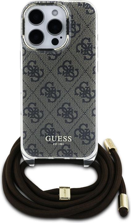 Actual product image Guess GUHCP16LHC4SEW iPhone 16 Pro 6.3" brązowy/brown hardcase Crossbody Cord 4G Print