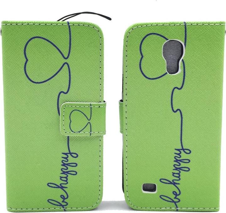 Produktbild König Design Schutz Hülle für Samsung Galaxy S4 Mini Be Happy Grün Tasche Case + 1 Panzer Schutz Glas (Samsung Galaxy S4 mini)