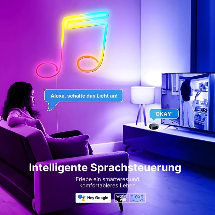 Image du produit Hermex Néon 3m Bande LED flexible néon multicolore RGB (RGBIC, 300 cm, Intérieur)