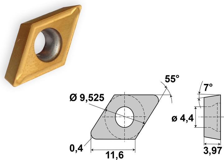 Actual product image Paulimot Drehmeissel mit Schneidplatte 16 x 16 mm SDJCR1616-11