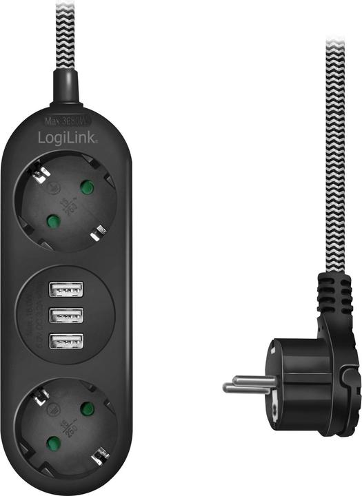 Actual product image LogiLink Power strip (2x, CEE 7/3, 1.50 m)