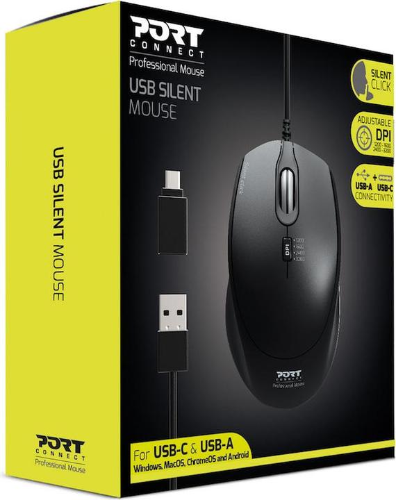 Actual product image Port Designs 900711 Mouse right USB Type-A Optical 3200 DPI (Cable)