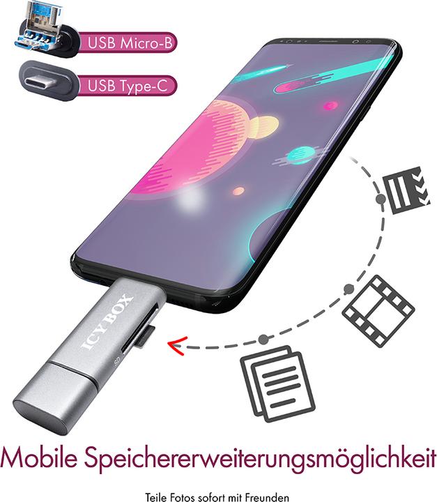 Produktbild Icy Box Ib-Cr200-C Sd (USB, USB 2.0 Micro-B)