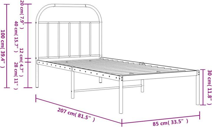 Image du produit VidaXL Bettgestell mit Kopf- und Fussteil Metall Weiss 200x200 (200 x 200 cm)