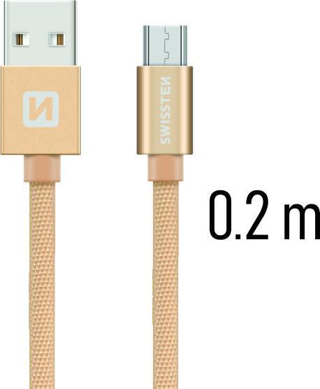 Produktbild Swissten Datenkabel Textil USB / Micro-USB 0.2 M (0.20 m)