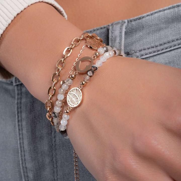 Immagine prodotto Bijouteria Bracciale (18 cm, Acciaio inossidabile, Rivestimento in PVD (colore oro), Agata)