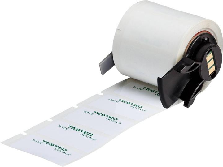 Actual product image Brady M6-30-423-TEST, polyester film, green on white, 38.10 x 19.05 mm, labelling: GETESTET - En (4.60 cm)