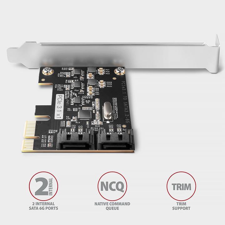 Produktbild Axagon PCES-SJ2 Kontroler PCIe 2x wewnętrzny port SATA 6G, chipset JMB582 SP & LP
