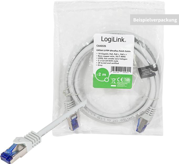 Actual product image LogiLink Patch cord Ultraflex, Cat.6A, S/FTP, 10 m, grey withCat.7 raw cable, extra flexible & soft cable m (S/FTP, CAT6a, 10 m)