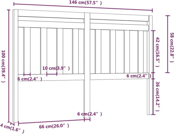 Produktbild vidaXL Bettkopfteil (146 x 4 x 100 cm)