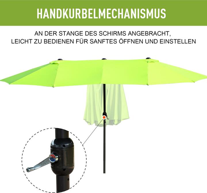 Produktbild Outsunny Doppelsonnenschirm mit Handkurbel (2.70 m)