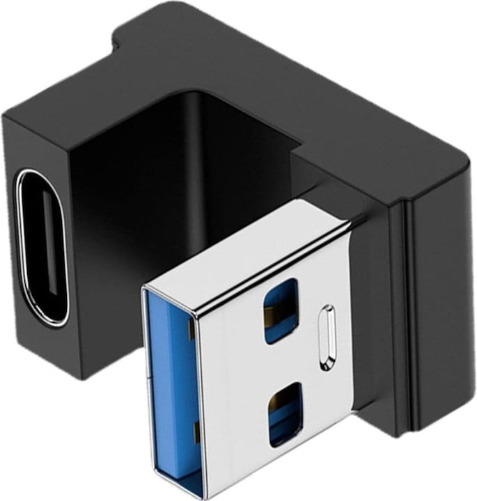 Produktbild PowerGuard USB-A zu USB-C 180 Grad Winkel U-Form nach unten Adapter (male/female) (USB 3.1)