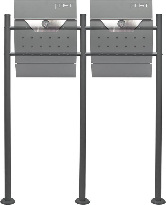 Immagine prodotto Wiltec Supporto per cassetta delle lettere 2-gang antracite 120x85cm Cassetta delle lettere in piedi