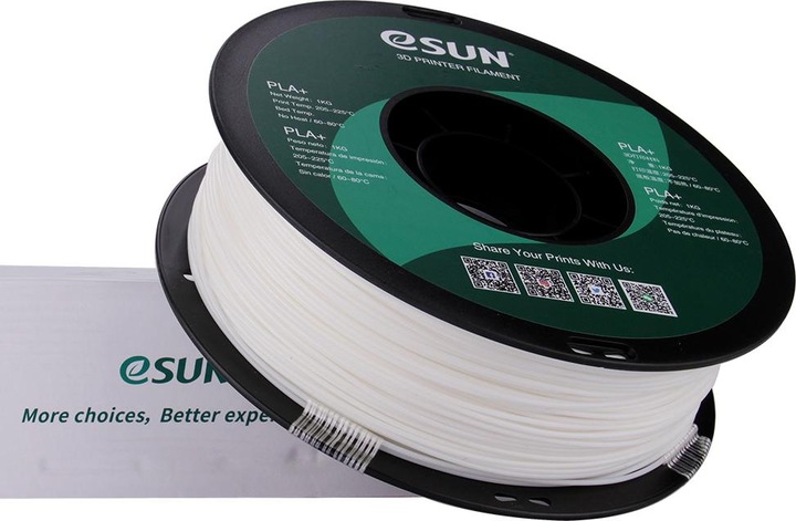 Image du produit eSUN Filament PLA+ 1.75mm Blanc 1Kg (PLA+ LECTURE, 1.75 mm, 1000 g, Blanc)