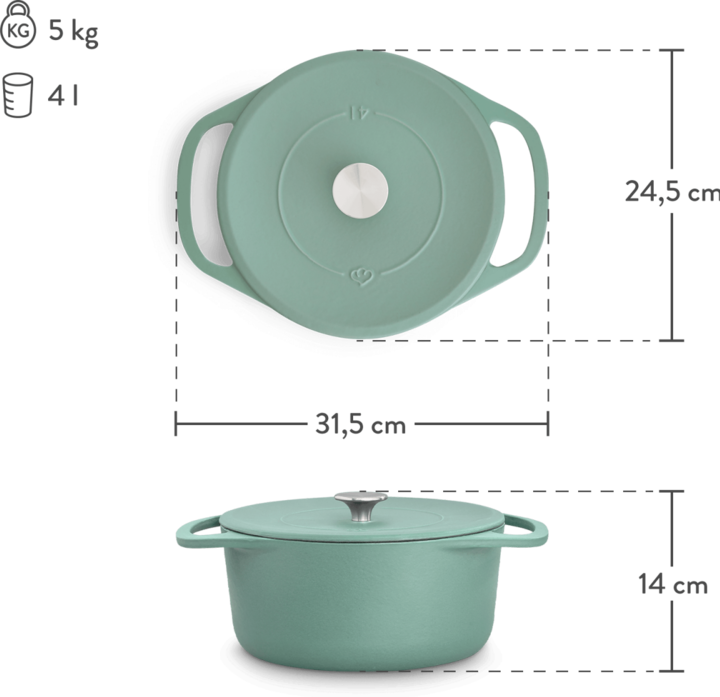 Produktbild Springlane Cocotte Clara 4L (24 cm, Bräter + Schmortopf, Gusseisen)
