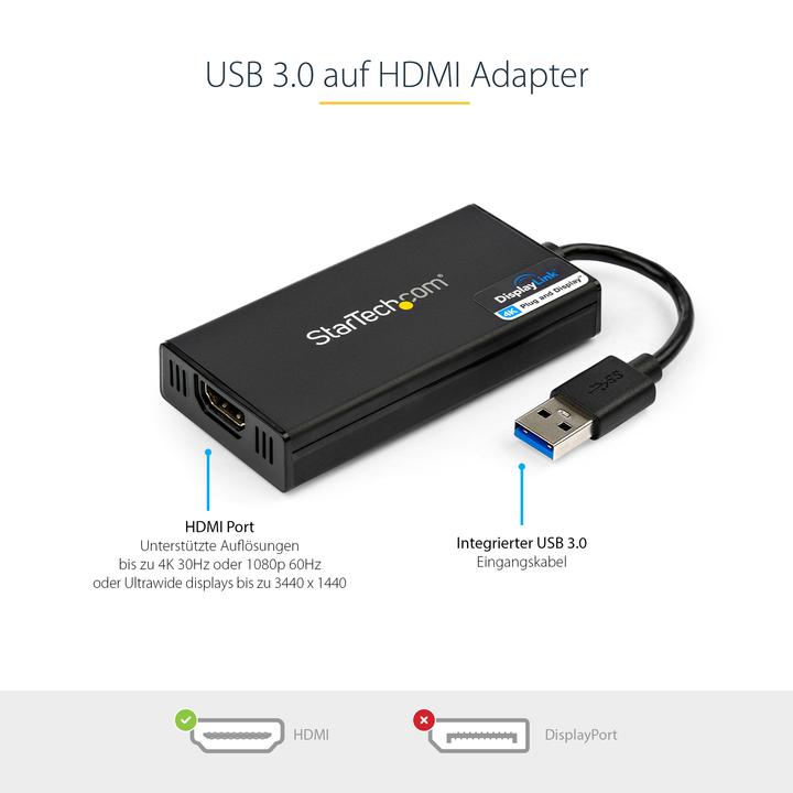 Produktbild StarTech USB HDMI Adapter (USB-A, 20 cm)