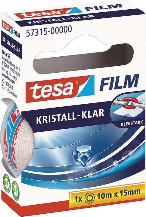 Produktbild tesa 1x tesafilm KRISTALL-KLAR, hochtransparent, alterungsbeständig, mit starker Haftung (15 mm)