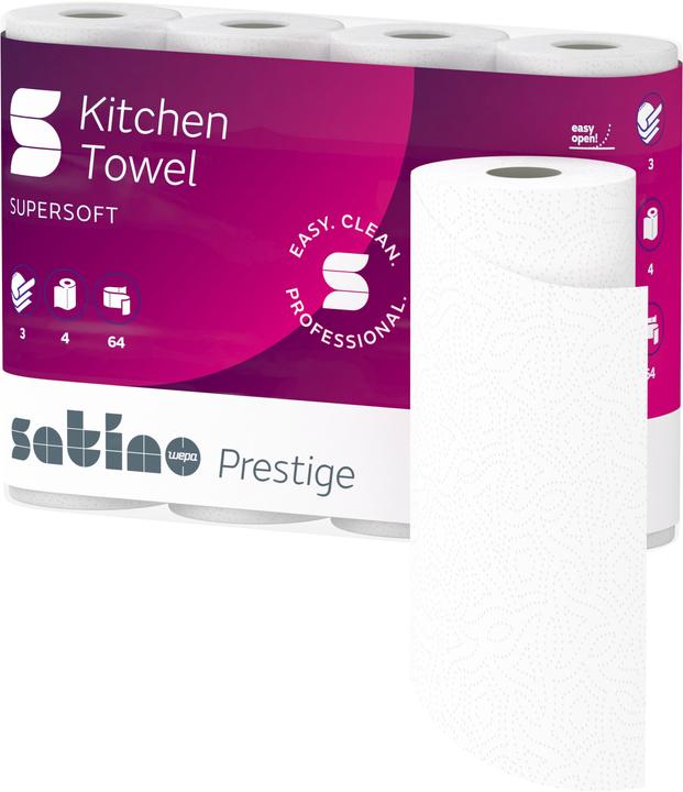 Actual product image Wepa Satino by kitchen rolls prestige 3-ply, 4 rolls (4x)