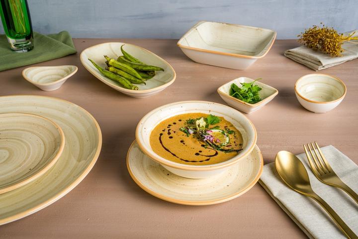 Actual product image Bonna Service plates - Aura Terrain - Porcelain - 24x14 cm - set of 2