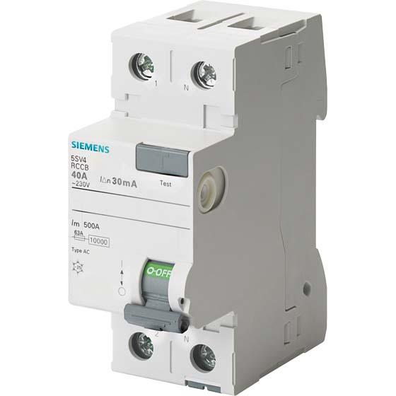 Siemens, Schutzschalter, 5SV4316-0MB FI-Schutzschalter Typ AC 30mA 63A