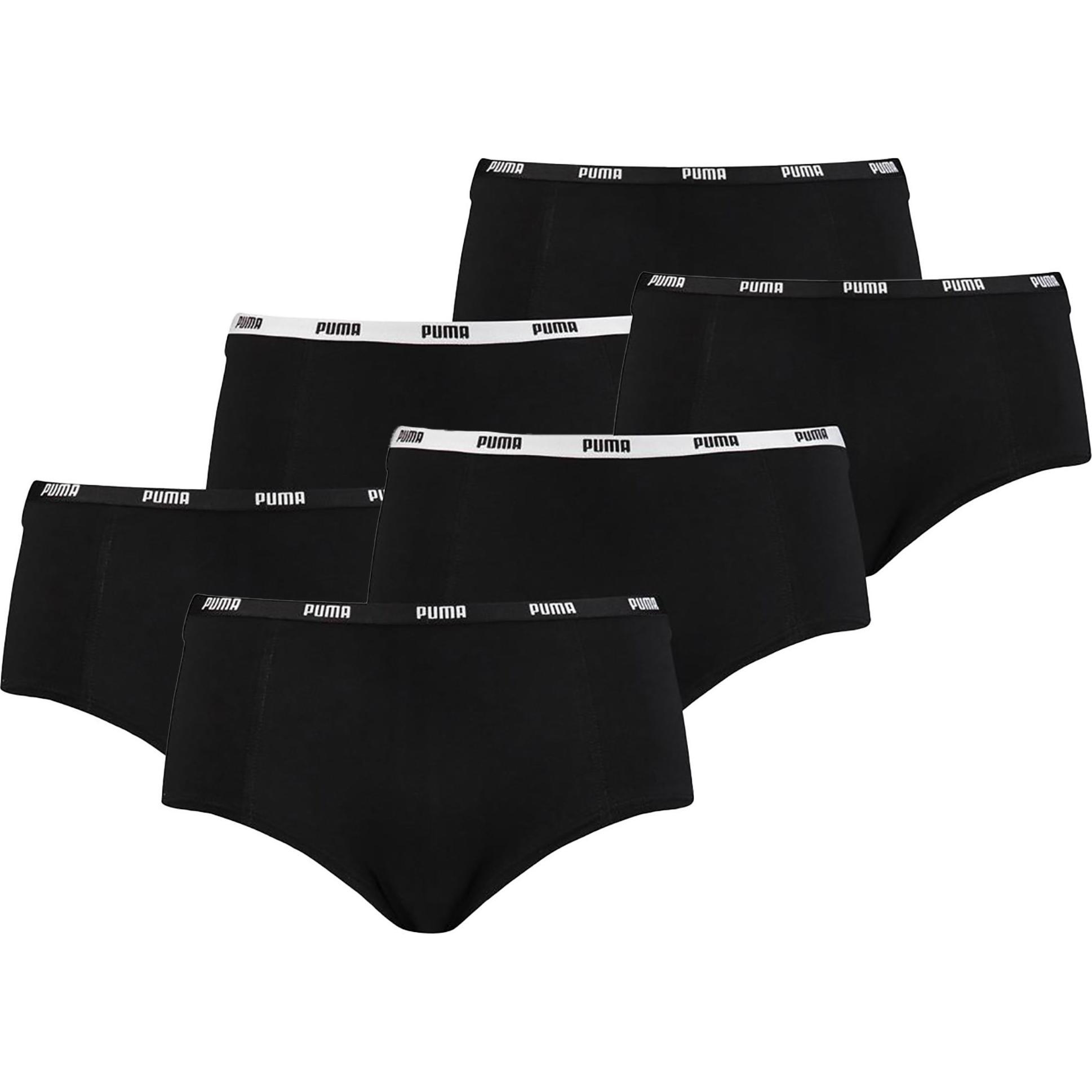 Puma, Damen, Unterhosen, Panty Sportlich Stretch, Schwarz, (S, 6er Pack)