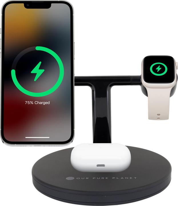 Actual product image Our Pure Planet OPP128 Charger for mobile devices Smartphone Black DC Wireless charging (25 W)