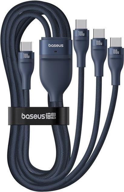 Actual product image Baseus Flash Series Typ C auf C+C+C Schnellladekabel 480 Mbps Blau (1.50 m, USB 2.0, 100 W)