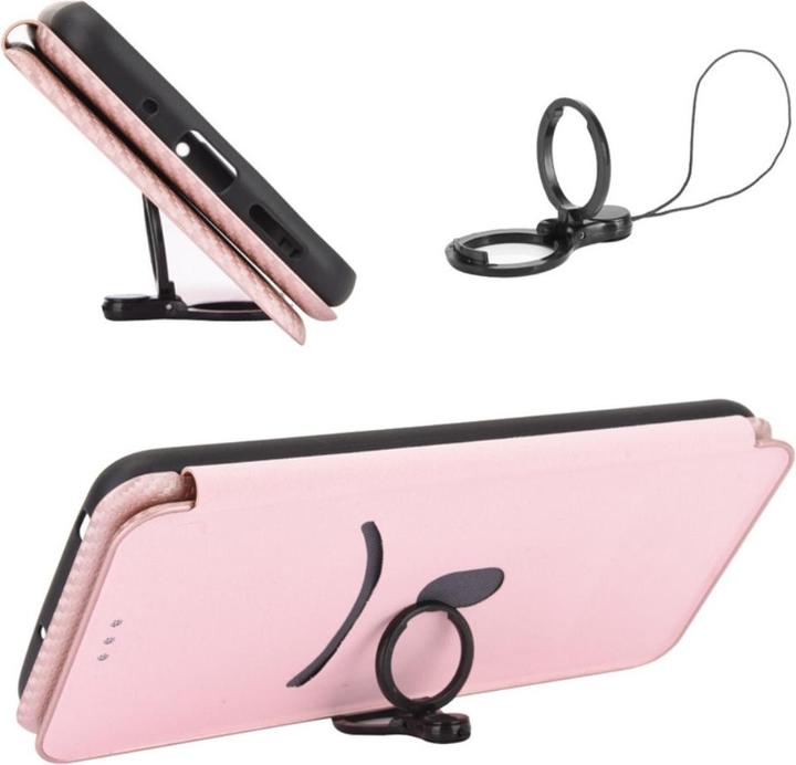 Actual product image Cover-Discount OPPO Find X3 Pro - Carbon Look Flip Case Cover pink (Oppo Find X3 Pro)