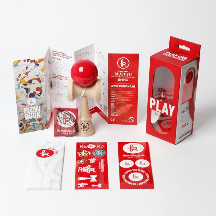 Actual product image Kendama Europe PLAY One red Kendama (Dutch, English, French, German, Italian)