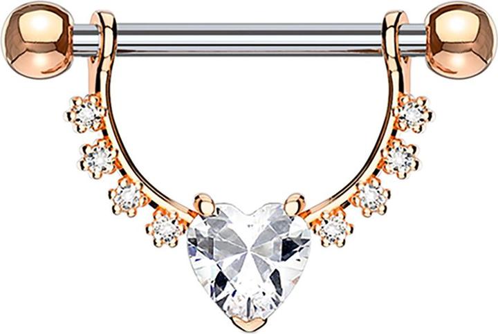 Immagine prodotto Star Piercing Barbell rosegold Kristall halbbogen mit Herzkristall (senza ottone, Acciaio chirurgico 316L)