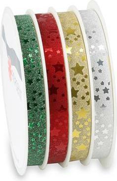 Produktbild Magni Ringelband Glitter Star traditional 10mmx16m (Geschenkband, 21 x)