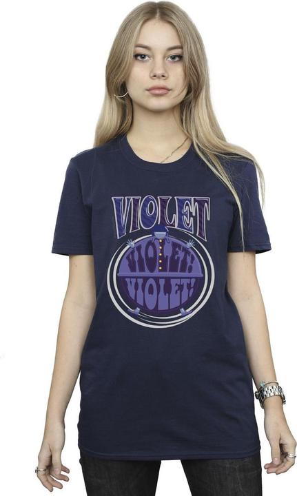 Actual product image Willy Wonka & the Chocolate Factory Womens/Ladies Violet Turning Violet Cotton Boyfriend T-Shirt (S)