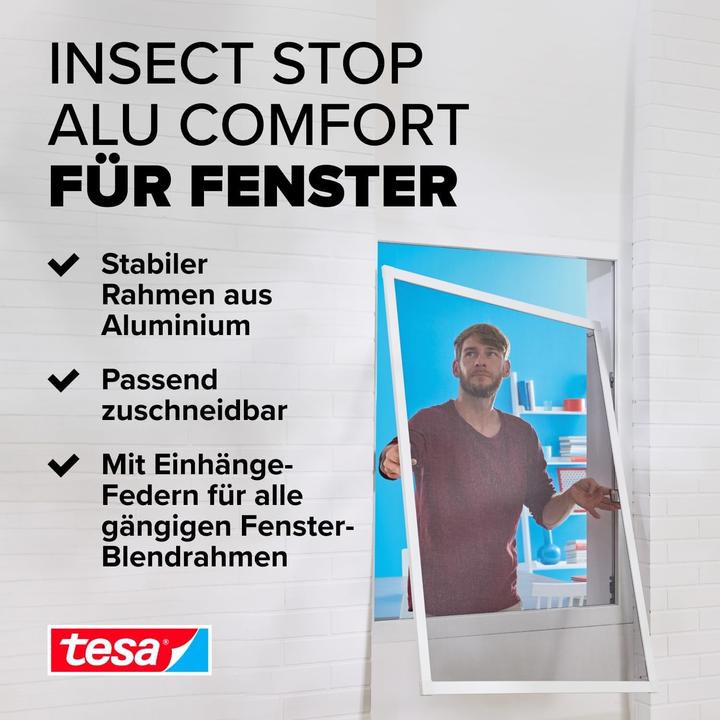 Actual product image tesa Insect screen Alu COMFORT for windows, with aluminium frame, without drilling (100 x 120 cm)