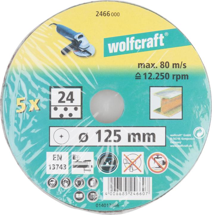 Produktbild wolfcraft wolfcraft 5 Fiberschleifscheiben WS K60 ø125mm (K60)