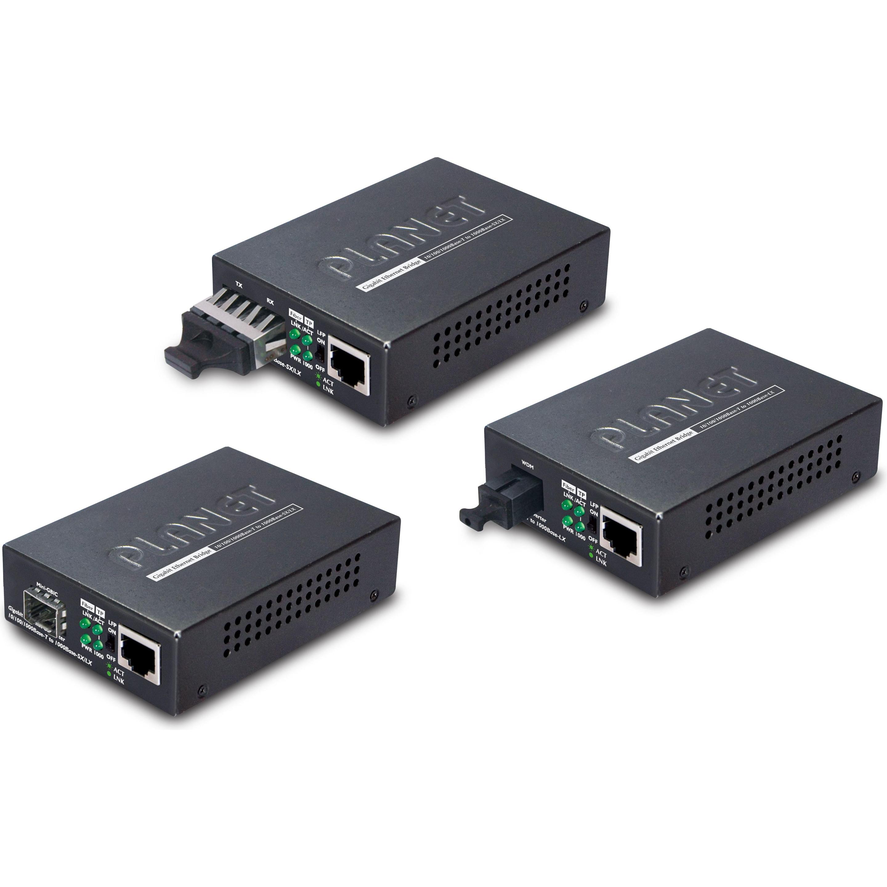 Planet Medienkonverter Singlemode BiDi WDM 10/100/1000Base-TX zu 1000Base-LX SC Bis zu 15km Tx1550nm / R..., Data Conver...