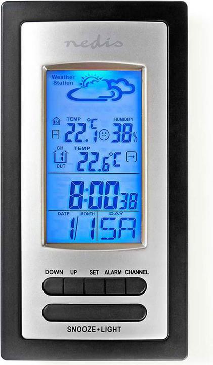 Image du produit Nedis Station météo - alarme - hygromètre - capteur extérieur - noir/argenté