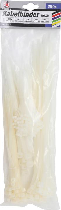 Actual product image BGS Cable Tie Assortment white 100 x 300 mm 250 pcs. (Plastic cable ties, 300 mm, 250 pcs.)