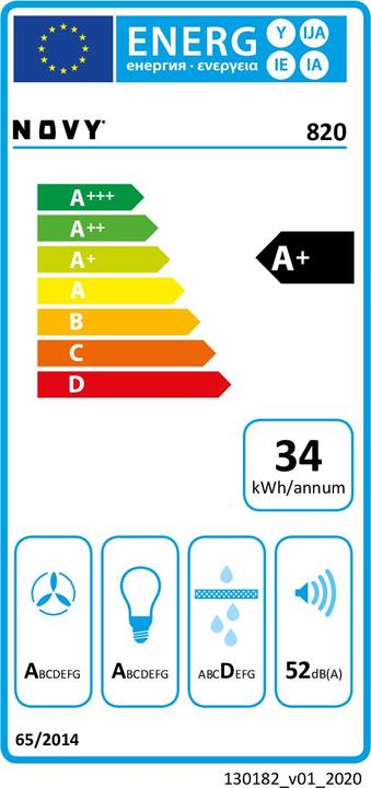 Label énergétique NOVY Groupe Mini Pure Line 820 (Hotte à tiroir)