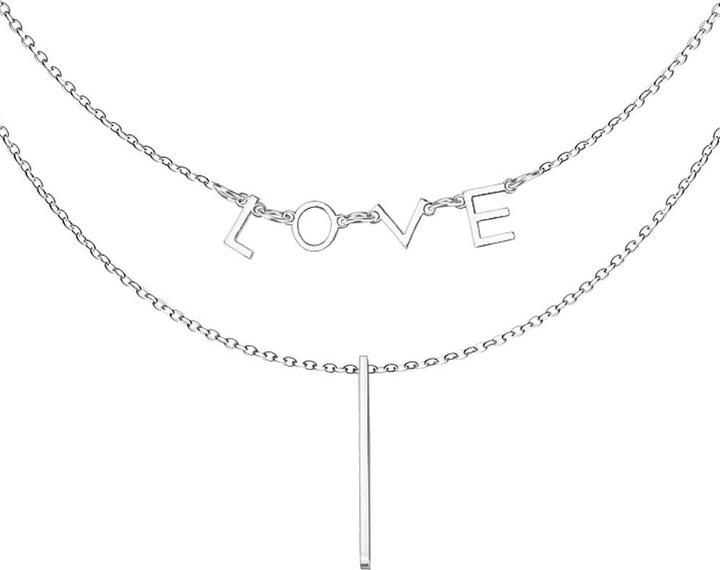 Immagine prodotto Star Piercing Catena d'argento con ciondolo LOVE e barra (senza ottone, Acciaio chirurgico 316L)